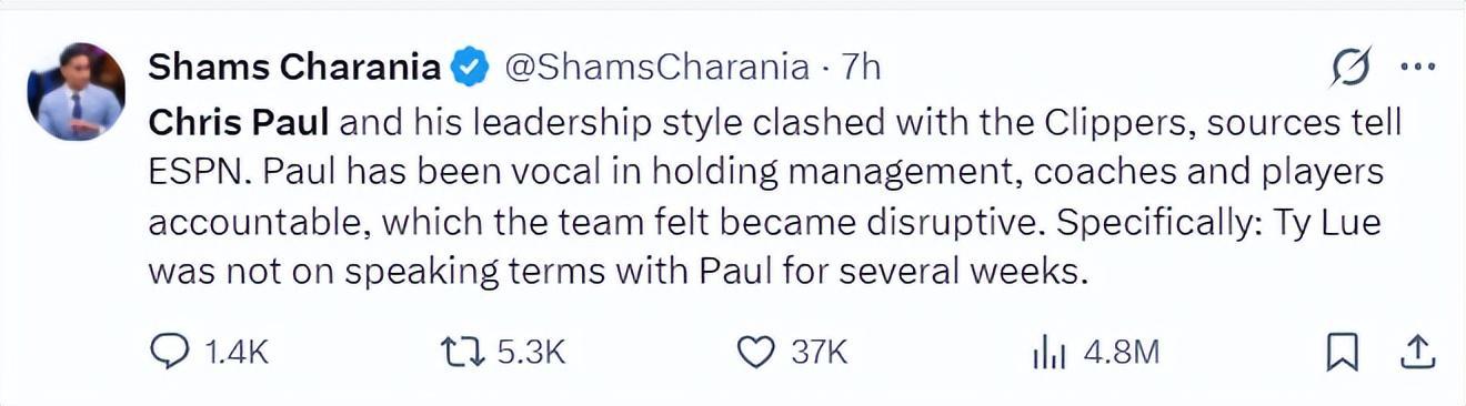 保罗多方致歉仍让快船内部不满！被曝无球队愿接手 铁林无法理解